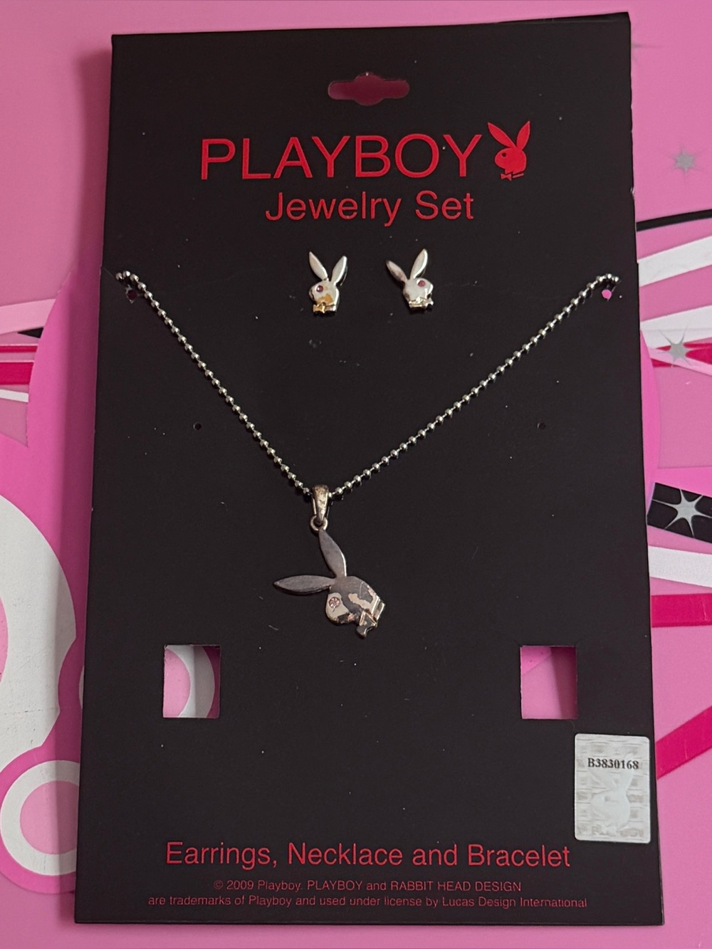 Playboy y2k necklace and earrings set